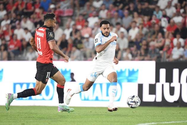 Stade Rennais FC v Olympique de Marseille - Ligue 1 McDonald s 2025 2026 04 Conrad Jaden CJ EGAN RILEY (om) during the Ligue 1 McDonald s match between Rennes and Marseille at Roazhon Park on August 15, 2025 in Rennes, France. Rennes France  Copyright: xFEPx 776368224