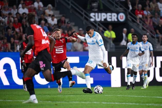 FOOTBALL : Rennes vs Marseille - Ligue 1 - 15 08 2025 Mason Greenwood ( 10 - Olympique Marseille ) during the Ligue 1 match between Stade Rennais FC and Olympique de Marseille at Roazhon Park on August 15 , 2025 in Rennes, France. ( Photo by Federico Pestellini PsnewZ ) - RennesFrance  Copyright: xFedericoxPestellinix
