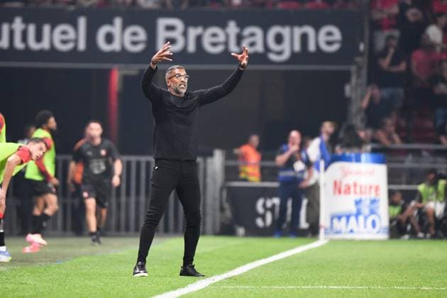 Stade Rennais FC v Olympique de Marseille - Ligue 1 McDonald s 2025 2026 Habib BEYE (Entraineur Rennes SRFC) during the Ligue 1 McDonald s match between Rennes and Marseille at Roazhon Park on August 15, 2025 in Rennes, France. Rennes France  Copyright: xFEPx 776368224