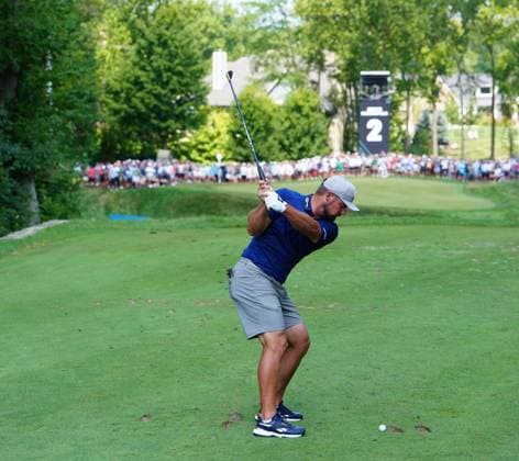 WESTFIELD, IN - AUGUST 15: LIV golfer Bryson DeChambeau of Crushers GC plays his tee shot on the 2nd hole during the first round of LIV Golf Indianapolis on August 15, 2025, at The Club at Chatham Hills in Westfield, Indiana. (Photo by Brian Spurlock Icon Sportswire) GOLF: AUG 15 LIV Golf Indianapolis EDITORIAL USE ONLY Icon25081527