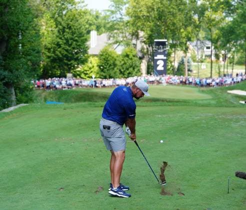 WESTFIELD, IN - AUGUST 15: LIV golfer Bryson DeChambeau of Crushers GC plays his tee shot on the 2nd hole during the first round of LIV Golf Indianapolis on August 15, 2025, at The Club at Chatham Hills in Westfield, Indiana. (Photo by Brian Spurlock Icon Sportswire) GOLF: AUG 15 LIV Golf Indianapolis EDITORIAL USE ONLY Icon25081521