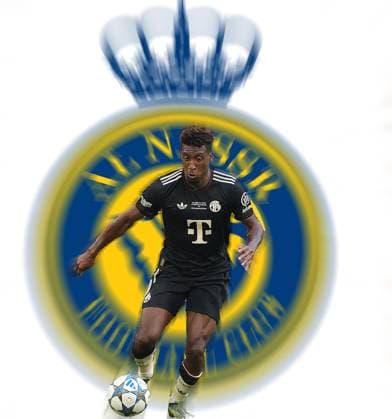 Fotomontage 11.08.2025, Kingsley Coman (FC Bayern Muenchen) Abgang, im Bild: Kingsley Coman (FC Bayern Muenchen) geht zu Al Nassr Football Club