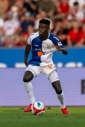 RECORD DATE NOT STATED 12.08.2025, Fussball Bundesliga 2025 2026, Freundschaftsspiel, Grasshopper Club Zürich - FC Bayern München - im Stadion am Letzigrund, Zürich (Schweiz). Bara Sapoko Ndiaye (Zürich)