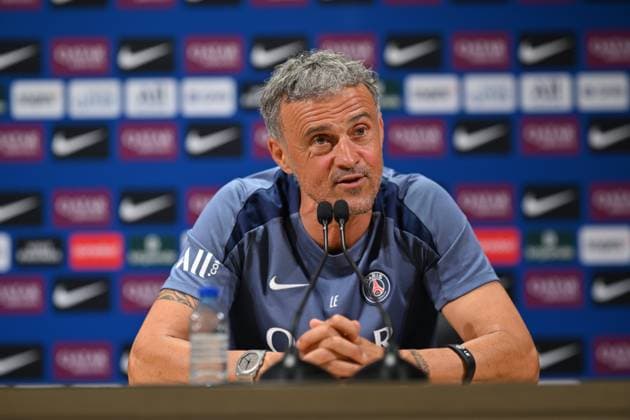 Luis Enrique speaks during a press conference, PK, Pressekonferenz at the PSG Campus in Poissy POISSY, FRANCE - AUGUST 16: Luis Enrique, head coach of Paris Saint-Germain (PSG), speaks during a press conference ahead of the 2025–2026 French Ligue 1 season, at the PSG Campus in Poissy, west of Paris, France on August 16, 2025. Mustafa Yalcin Anadolu Poissy France. Editorial use only. Please get in touch for any other usage.  Copyright: x2025xAnadoluxMustafaxYalcinx