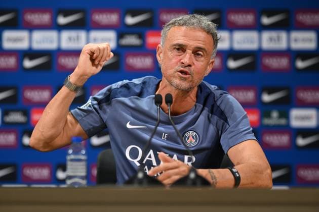 Luis Enrique speaks during a press conference, PK, Pressekonferenz at the PSG Campus in Poissy POISSY, FRANCE - AUGUST 16: Luis Enrique, head coach of Paris Saint-Germain (PSG), speaks during a press conference ahead of the 2025–2026 French Ligue 1 season, at the PSG Campus in Poissy, west of Paris, France on August 16, 2025. Mustafa Yalcin Anadolu Poissy France. Editorial use only. Please get in touch for any other usage.  Copyright: x2025xAnadoluxMustafaxYalcinx