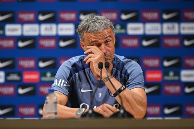 Luis Enrique speaks during a press conference, PK, Pressekonferenz at the PSG Campus in Poissy POISSY, FRANCE - AUGUST 16: Luis Enrique, head coach of Paris Saint-Germain (PSG), speaks during a press conference ahead of the 2025–2026 French Ligue 1 season, at the PSG Campus in Poissy, west of Paris, France on August 16, 2025. Mustafa Yalcin Anadolu Poissy France. Editorial use only. Please get in touch for any other usage.  Copyright: x2025xAnadoluxMustafaxYalcinx