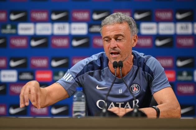 Luis Enrique speaks during a press conference, PK, Pressekonferenz at the PSG Campus in Poissy POISSY, FRANCE - AUGUST 16: Luis Enrique, head coach of Paris Saint-Germain (PSG), speaks during a press conference ahead of the 2025–2026 French Ligue 1 season, at the PSG Campus in Poissy, west of Paris, France on August 16, 2025. Mustafa Yalcin Anadolu Poissy France. Editorial use only. Please get in touch for any other usage.  Copyright: x2025xAnadoluxMustafaxYalcinx