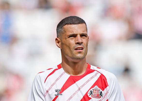 Sunderland v West Ham United Premier League Granit Xhaka of Sunderland warms up during the Premier League match at the Stadium Of Light, Sunderland UK Newspapers OUT Copyright: xFredxPalmerx FIL-22107-0048