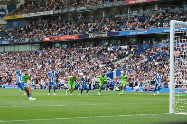 Brighton v Fulham 16 August 2025, Brighton - Premier League Football - Brighton & Hove Albion v Fulham - Matt O™Riley of Brighton & Hove Albion scores the opening goal from the penalty spot - Photo: Charlotte Wilson Offside. Brighton UK Copyright: xCharlottexWilsonx xOffsidexOffside