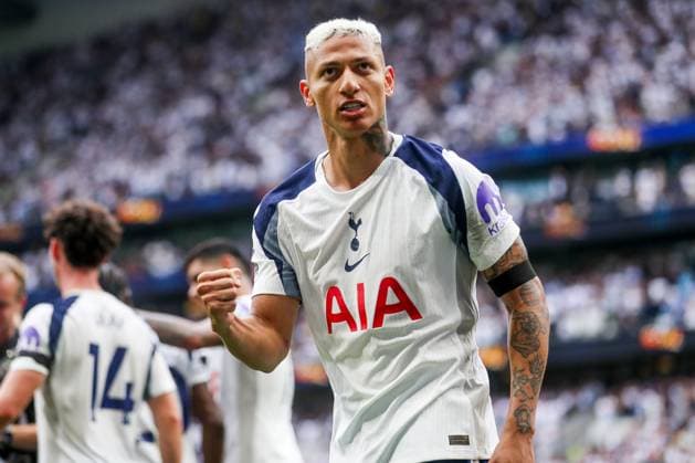 Premier League Tottenham Hotspur v Burnley Richarlison of Tottenham Hotspur celebrates his goal to make it 2-0 during the Premier League match Tottenham Hotspur vs Burnley at Tottenham Hotspur Stadium, London, United Kingdom, 16th August 2025 (Photo by Izzy Poles News Images) London Tottenham Hotspur Stadium United Kingdom Copyright: xIzzyxPoles NewsxImagesx