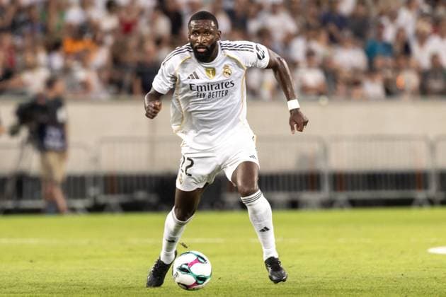 12.08.2025, Tivoli Stadion, Innsbruck, AUT, Testspiel, WSG Tirol vs Real Madrid, im Bild Antonio Rüdiger (Madrid) Antonio Rüdiger (Madrid) during an International Friendly, Länderspiel, Nationalmannschaft match between WSG Tirol and Real Madrid at the Tivoli Stadium in Innsbruck, Austria on 2025 08 12. Expa Innsbruck