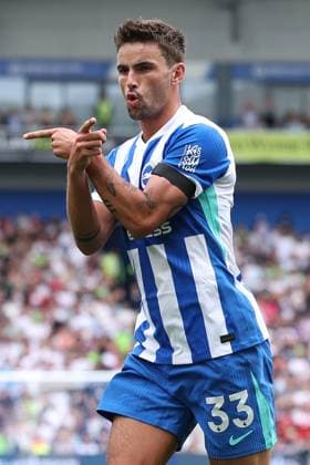 Brighton v Fulham 16 August 2025, Brighton - Premier League Football - Brighton & Hove Albion v Fulham - Matt O™Riley of Brighton & Hove Albion celebrates scoring the opening goal from the penalty spot - Photo: Charlotte Wilson Offside. Brighton UK Copyright: xCharlottexWilsonx xOffsidexOffside