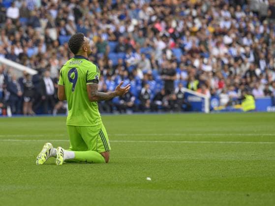 Brighton, England, August 16, 2025: Fulham s Rodrigo Muniz celebrates after scoring his side s equalising goal to make the score 1-1 during the Premier League match between Brighton and Hove Albion and Fulham at the American Express Stadium. Copyright: xx Sportspressphoto_SPR11251