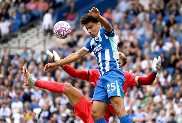 during the Premier League match between Brighton and Hove Albion and Fulham at the American Express Stadium, Brighton UK - 16th August 2025 Brighton v Fulham Premier League Football, Amex Stadium, Sussex, United Kingdom - 16 Aug 2025Brighton Amex Stadium Sussex United Kingdom Editorial use only. No merchandising. For Football images FA and Premier League restrictions apply inc. no internet mobile usage without FAPL license - for details contact Football Dataco  Copyright: xLizxFinlayson Shutterstockx 15443909bd