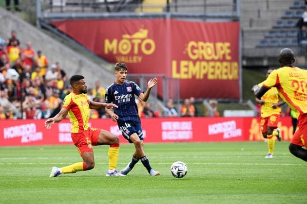 RC Lens v Olympique Lyonnais - Ligue 1 McDonald s 2025 2026 14 Matthieu UDOL (rcl) - 44 Khalis MERAH (ol) during the Ligue 1 McDonald s match between Lens and Lyon at Stade Felix Bollaert on August 16, 2025 in Lens, France. Lens France  Copyright: xFEPx 776368233