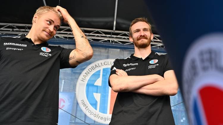 16.08.2025 - Handball - 1. Bundesliga - Saison 2025 2026 - HC Erlangen HCE - Veranstaltung Saisoneröffnung - - xwoxzix - Marek Nissen (6, HC Erlangen HCE ) Antonio Metzner (27, HC Erlangen HCE )