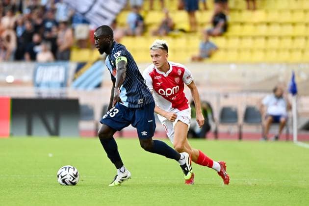 AS Monaco v Le Havre Athletic Club - Ligue 1 McDonald s 2025 2026 10 Aleksandr GOLOVIN (asm) - 93 Arouna SANGANTE (hac) during the Ligue 1 McDonald s match between Monaco and Le Havre at Louis II Stadium on August 16, 2025 in Monaco, Monaco. Monaco Monaco  Copyright: xFEPx 776368565