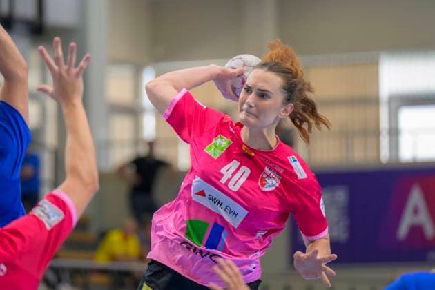 Tena Petika (Halle, 40), SV Union Halle-Neustadt - HC Leipzig, Handball Frauen, Bundesliga, Halle (Saale) Cup, Finale, Saison 2025 26, 16.08.2025 Halle SWH Arena Sachsen-Anhalt Deutschland