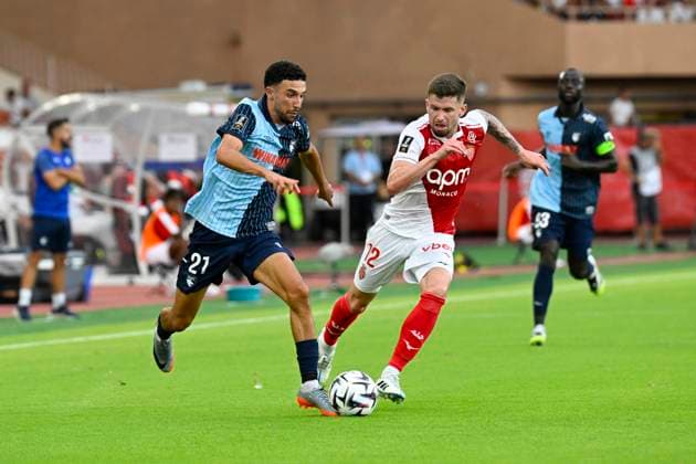 FOOTBALL : AS Monaco VS Le Havre AC - Ligue 1 Mcdonald s - 16 08 2025 Younes Namli (HAC) Caio Henrique (ASM) - Ligue 1 Mcdonald s match between AS Monaco and Le Havre Athletic Club on 16th August 2025 at the Louis II Stadium in Monaco. MonacoMonaco  Copyright: xWilliamxCannarellax