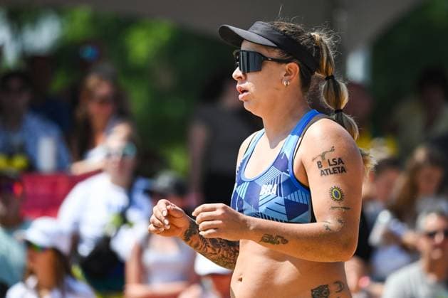 MONTREAL, QC - AUGUST 16: Look on Rebecca Cavalcante Barbosa Silva (BRA) during a round of 12 match at Beach Pro Tour Montreal Elite 16 on August 16, 2025 at Parc Jean-Drapeau in Montreal, QC (Photo by David Kirouac Icon Sportswire) VOLLEYBALL: AUG 16 Beach Pro Tour Montreal Elite 16 EDITORIAL USE ONLY Icon250816091