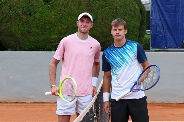 l-r: Jeremy Schifris (GER) vs. Matyas Cerny (CZE), ATP, Tennis Herren Challenger Schwaben Open, Herren, Tennis, Qualifikationsrunde, 17.08.2025 Augsburg Bayern Deutschland