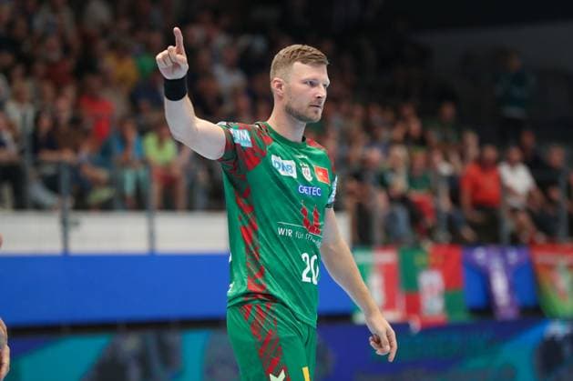 17.08.2025, xgox, Handball - Wartburg Cup SC Magdeburg - Skanderborg Handbold emspor, v.l. Philipp Weber (Magdeburg, 20) Jubel, Torjubel, jubelt ueber das Tor, celebrate the goal, celebration Eisenach