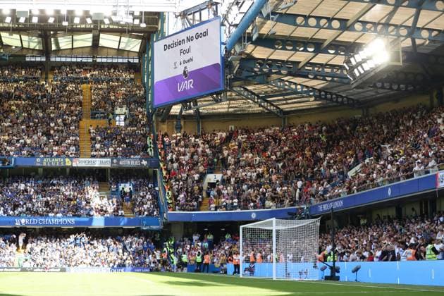 17th August 2025; Stamford Bridge, Chelsea, London, England: Premier League Football, Chelsea versus Crystal Palace; The goal from Eberechi Eze of Crystal Palace from a free kick in the 13th minute is overturned for Marc Guehi of Crystal Palace being too close to the Chelsea defensive wall  KatiexChan