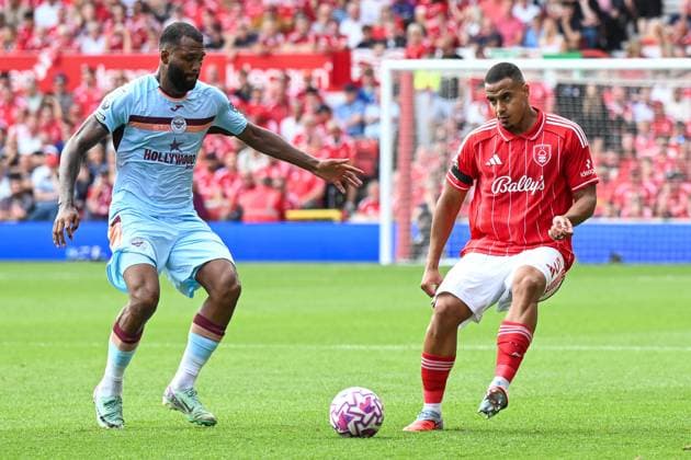 Nottingham, England, 17th August 2025. Murillo of Nottingham Forest in action during the Nottingham Forest vs Brentford Premier League match at the City Ground, Nottingham. Picture credit should read: Craig Thomas Sportimage EDITORIAL USE ONLY. No use with unauthorised audio, video, data, fixture lists, club league logos or live services. Online in-match use limited to 120 images, no video emulation. No use in betting, games or single club league player publications. SPI_049_CT_Nottingham_Forest_v_Brentford SPI-4071-0049