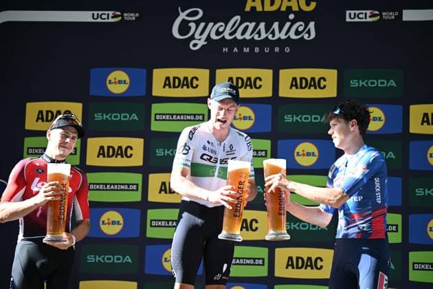 17-08-2025 Classica Di Amburgo; 2025, Q36.5; 2025, Lotto; 2025, Soudal - Quick Step; Townsend, Rory; De Lie, Arnaud; Magnier, Paul; Amburgo; 