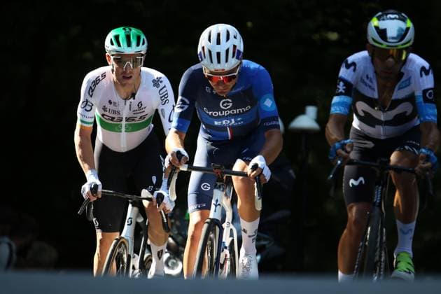 Radrennen ADAC Cyclassics in Hamburg: Der Ire Rory Townsend (l.) am Waseberg.