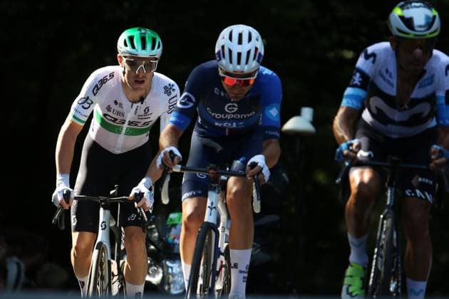 Radrennen ADAC Cyclassics in Hamburg: Der Ire Rory Townsend (l.) am Waseberg.