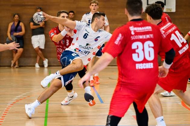 Bietigheim: HBL - 25 26 - DHB-Pokal - SG BBM Bietigheim - VfL Potsdam Markus Mahr (Potsdam) Bietigheim-Bissingen Halle am Viadukt Baden-Württemberg Deutschland