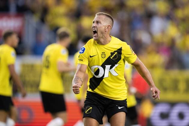 BREDA , 17-08-2025 , Rat Verlegh Stadium , season 2025 2026 , Dutch Eredivisie football , match between NAC Breda and Fortuna Sittard , picture shows NAC player Lewis Holtby celebrates the 1-0 NAC - Fortuna  x30554682x Copyright: