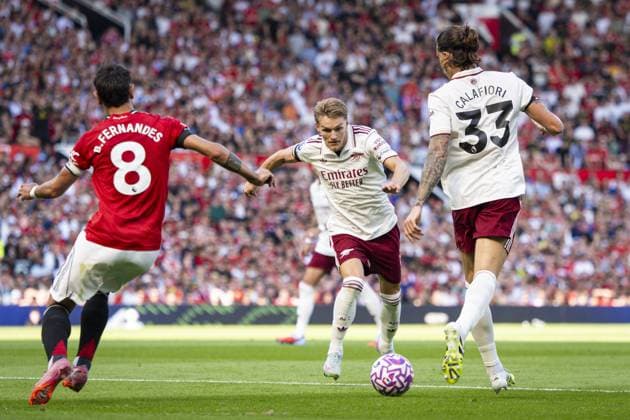 Manchester, England, August 17, 2025: Martin Ødegaard of Arsenal in action during the Premier League 2025 match between Manchester United, ManU and Arsenal at Old Trafford. (Photo by Richard Callis Sports Press Photo) Copyright: xRichardxCallis SportsxPressxPhotx Sportspressphoto_SPR12197