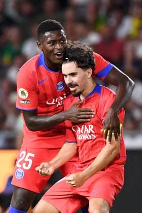 FC Nantes v Paris Saint-Germain FC - Ligue 1 McDonald s 2025 2026 25 Nuno MENDES (psg) - 17 VITINHA (psg) during the Ligue 1 McDonald s match between FC Nantes and Paris Saint-Germain FC at Stade de la Beaujoire on August 17, 2025 in Nantes, France. Nantes France  Copyright: xFEPx 776348097