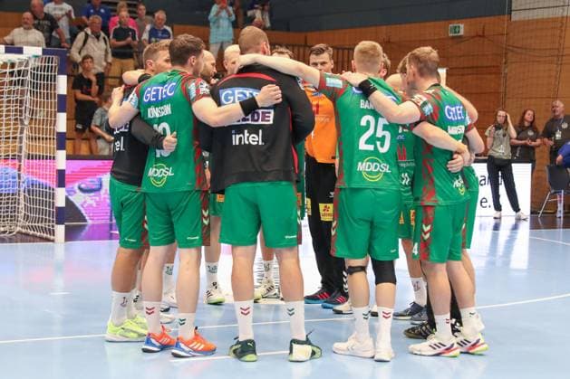 17.08.2025, xgox, Handball - Wartburg Cup SC Magdeburg - Skanderborg Handbold emspor, v.l. Magdeburg Jubel ueber den Sieg, Jubel nach Spielende Eisenach