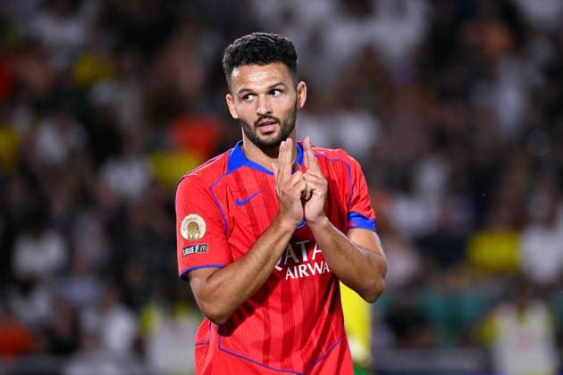 FOOTBALL : Nantes vs PSG - Ligue 1 - 17 08 2025 Goncalo Ramos ( 9 - PSG ) reacts during the Ligue 1match between FC Nantes and Paris Saint Germain at Stade de la Beaujoire on August 17, 2025 in Nantes, France. ( Photo by Dante Badano PsnewZ ) - NantesFrance  Copyright: xDantexBadanox