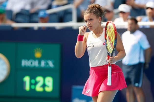 CINCINNATI, OH - AUGUST 17: Jasmine Paolini of Italy reacts during the semifinal round of the Cincinnati Open at the Lindner Family Tennis Center on August 17, 2025 in Mason, OH. (Photo by Ian Johnson Icon Sportswire) TENNIS: AUG 17 Cincinnati Open EDITORIAL USE ONLY Icon250817033