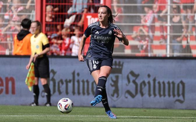 Caroline Weir am Ball Einzelbild Freisteller Aktion Fußball Fussball Testspiel Frauen Damen Bundesliga Saison 2025 2026 17.08.2025 1.FC Union Berlin vs Real Madrid CF DFL regulations prohibit any use of photographs as image sequences and or quasi-video