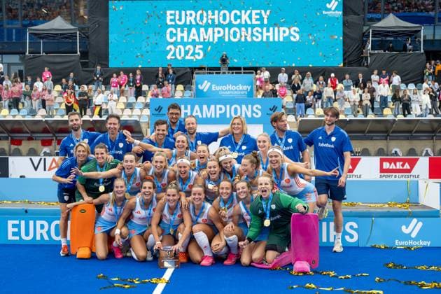Feldhockey, Euro Hockey Europa Meisterschaft 2025 - Hockey EM Mönchengladbach 17.8.25, Finale, Frauen, Finale, Deutschalnd - Holland 1-2 Mönchengladbach, Deutschland, 17.08.25: Feldhockey, Euro Hockey Europa Meisterschaft 2025 im Hockey Park, Deutschland. (Foto von Axel Kaste) Europameister Holland 2025 Mönchengladbach Hockey Park Nordrhein-Westfalen Deutschland *** Field Hockey, Euro Hockey European Championship 2025 Hockey EM Mönchengladbach 17 8 25, Final, Women, Final, Deutschalnd Holland 1 2 Mönchengladbach, Germany, 17 08 25 Field Hockey, Euro Hockey European Championship 2025 in Hockey Park, Germany Photo by Axel Kaste European Champion Holland 2025 Mönchengladbach Hockey Park Nordrhein Westfalen Germany EM Finale Danas - Holland 1-2 17.08.25 LR-8429