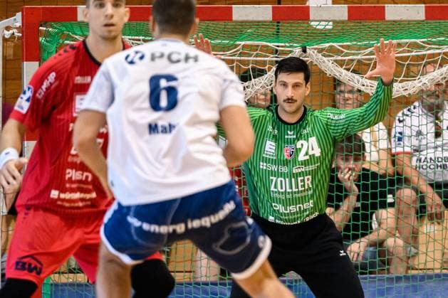 Bietigheim: HBL - 25 26 - DHB-Pokal - SG BBM Bietigheim - VfL Potsdam Torhueter Martin Tomovski (Bietigheim) Bietigheim-Bissingen Halle am Viadukt Baden-Württemberg Deutschland