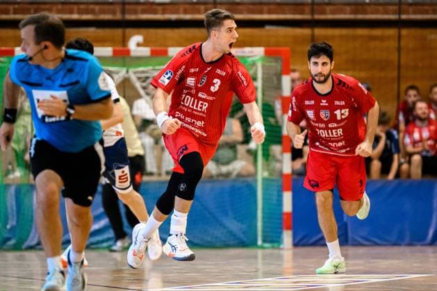 Bietigheim: HBL - 25 26 - DHB-Pokal - SG BBM Bietigheim - VfL Potsdam Nikola Vlahovic (Bietigheim) Jubel Freude Emotion Bietigheim-Bissingen Halle am Viadukt Baden-Württemberg Deutschland