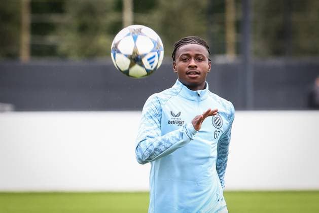 Club s Mamadou Diakhon pictured during a training session of Belgian soccer team Club Brugge, Monday 18 August 2025 in Brugge. The team will play the scottish team Glasgow Rangers on Tuesday, on the first leg of play-offs of the Champions League tournament. BRUNOxFAHY  x131458163x