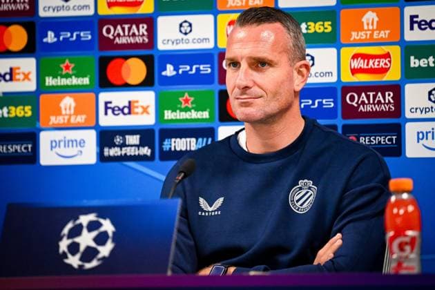 Rangers FC v Club Brugge - UEFA Champions League Media Activities 18 08 2025 GLASGOW, SCOTLAND - AUGUST 18 : Hayen Nicky head coach of Club Brugge talking to the press during a press conference, PK, Pressekonferenz ahead of the UEFA Champions League 2025 26 play-off round first leg between Rangers FC and Club Brugge on August 18, 2025 in Glasgow, Scotland, 18 08 2025  Copyright: xTomasxSiskx