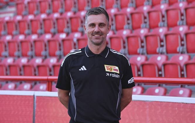 Co Trainer Sebastian Bönig; 1.FC Union Berlin FCU Fußball 1.BL Bundesliga Porträttermin Saison 2025 2026 Headshot, Porträt, Portrait, Vorstellung, Präsentation, Pressetermin, GER 19.08.25
