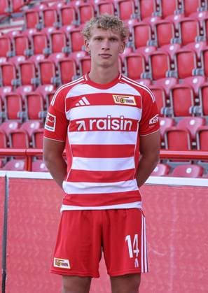 Leopold Querfeld; 1.FC Union Berlin FCU Fußball 1.BL Bundesliga Porträttermin Saison 2025 2026 Headshot, Porträt, Portrait, Vorstellung, Präsentation, Pressetermin, GER 19.08.25