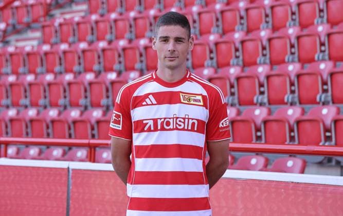 Andrej Ilic; 1.FC Union Berlin FCU Fußball 1.BL Bundesliga Porträttermin Saison 2025 2026 Headshot, Porträt, Portrait, Vorstellung, Präsentation, Pressetermin, GER 19.08.25