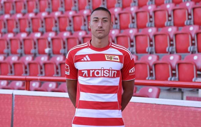 Marin Ljubicic; 1.FC Union Berlin FCU Fußball 1.BL Bundesliga Porträttermin Saison 2025 2026 Headshot, Porträt, Portrait, Vorstellung, Präsentation, Pressetermin, GER 19.08.25