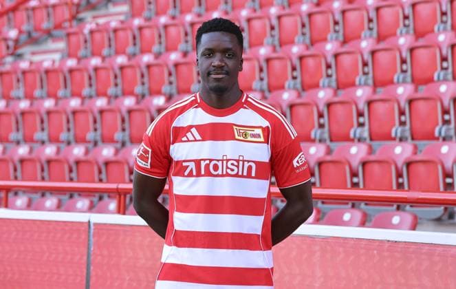 Stanley Nsoki; 1.FC Union Berlin FCU Fußball 1.BL Bundesliga Porträttermin Saison 2025 2026 Headshot, Porträt, Portrait, Vorstellung, Präsentation, Pressetermin, GER 19.08.25