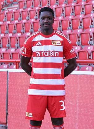 Stanley Nsoki; 1.FC Union Berlin FCU Fußball 1.BL Bundesliga Porträttermin Saison 2025 2026 Headshot, Porträt, Portrait, Vorstellung, Präsentation, Pressetermin, GER 19.08.25